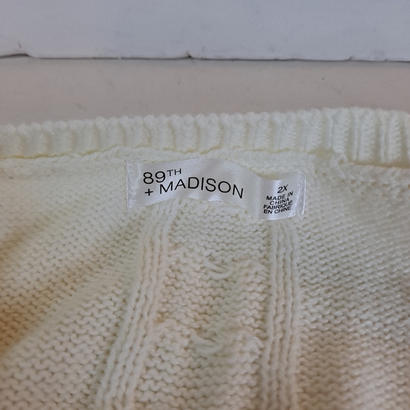89th + Madison Sweater Women's Plus Winter White 2X - Picture 4 of 6